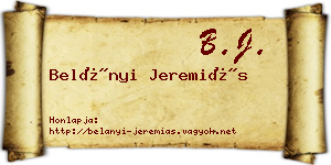 Belányi Jeremiás névjegykártya